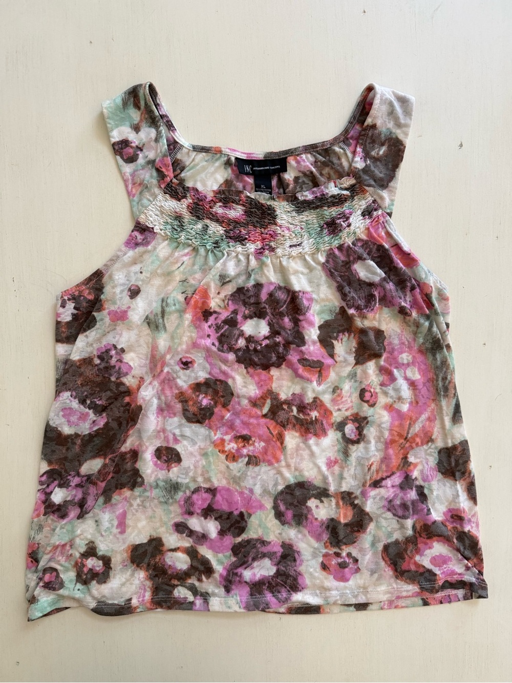INC Pink Floral Tank Top XL